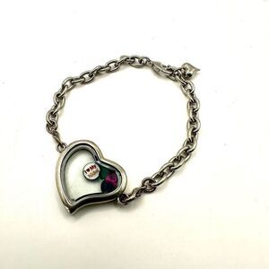 Heart I love my kids floating charms locket glass  bracelet